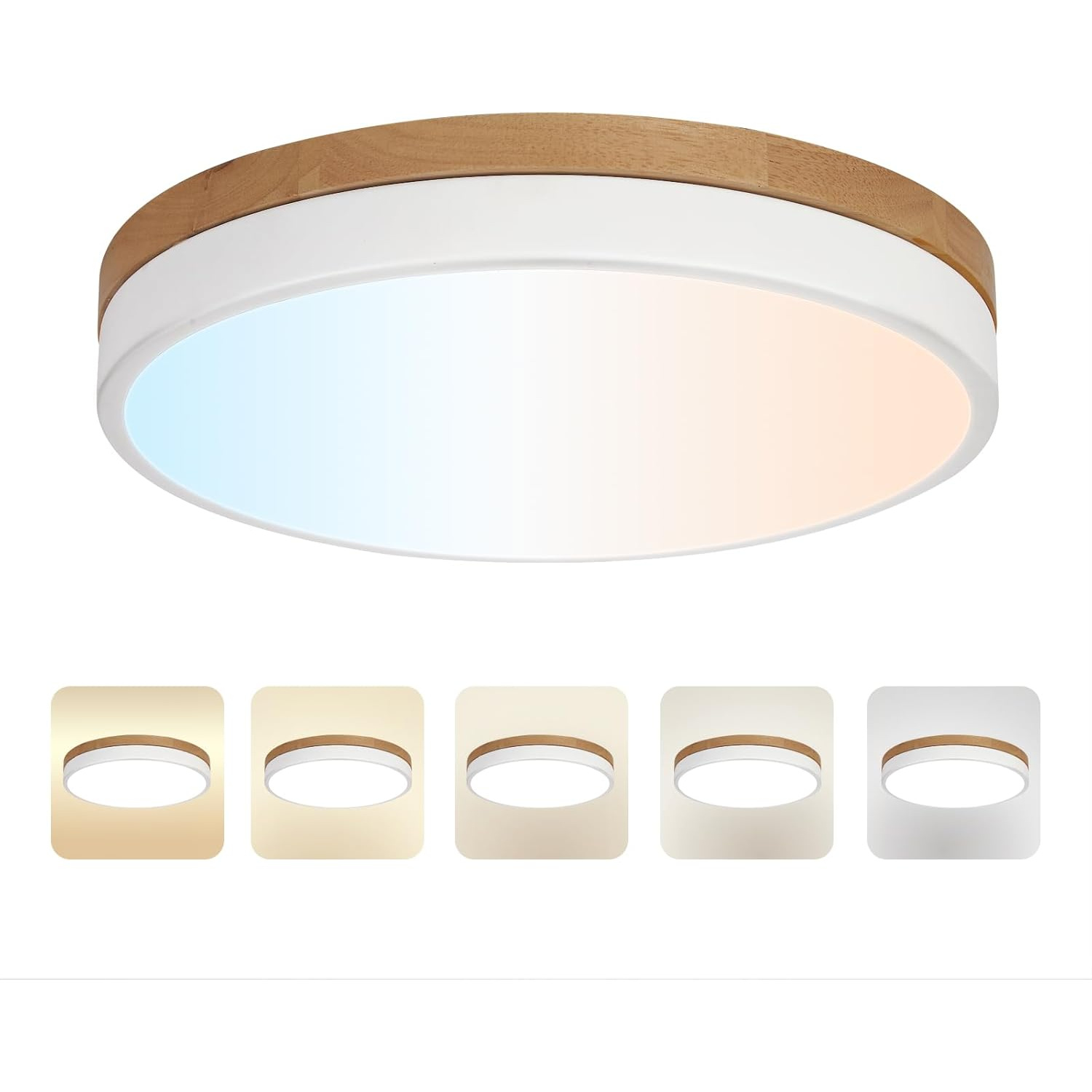 Lámpara de Techo LED de Madera Regulable 12 pulgadas