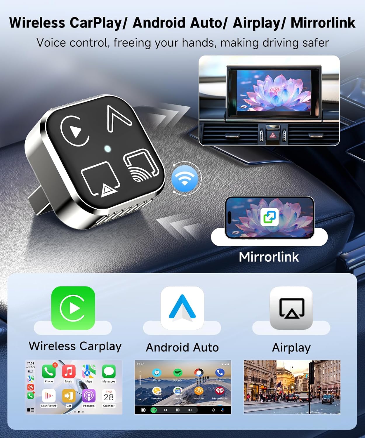 Adaptador CarPlay Inalámbrico 4 en 1 para iPhone y Android 🚗 - Imagen 2