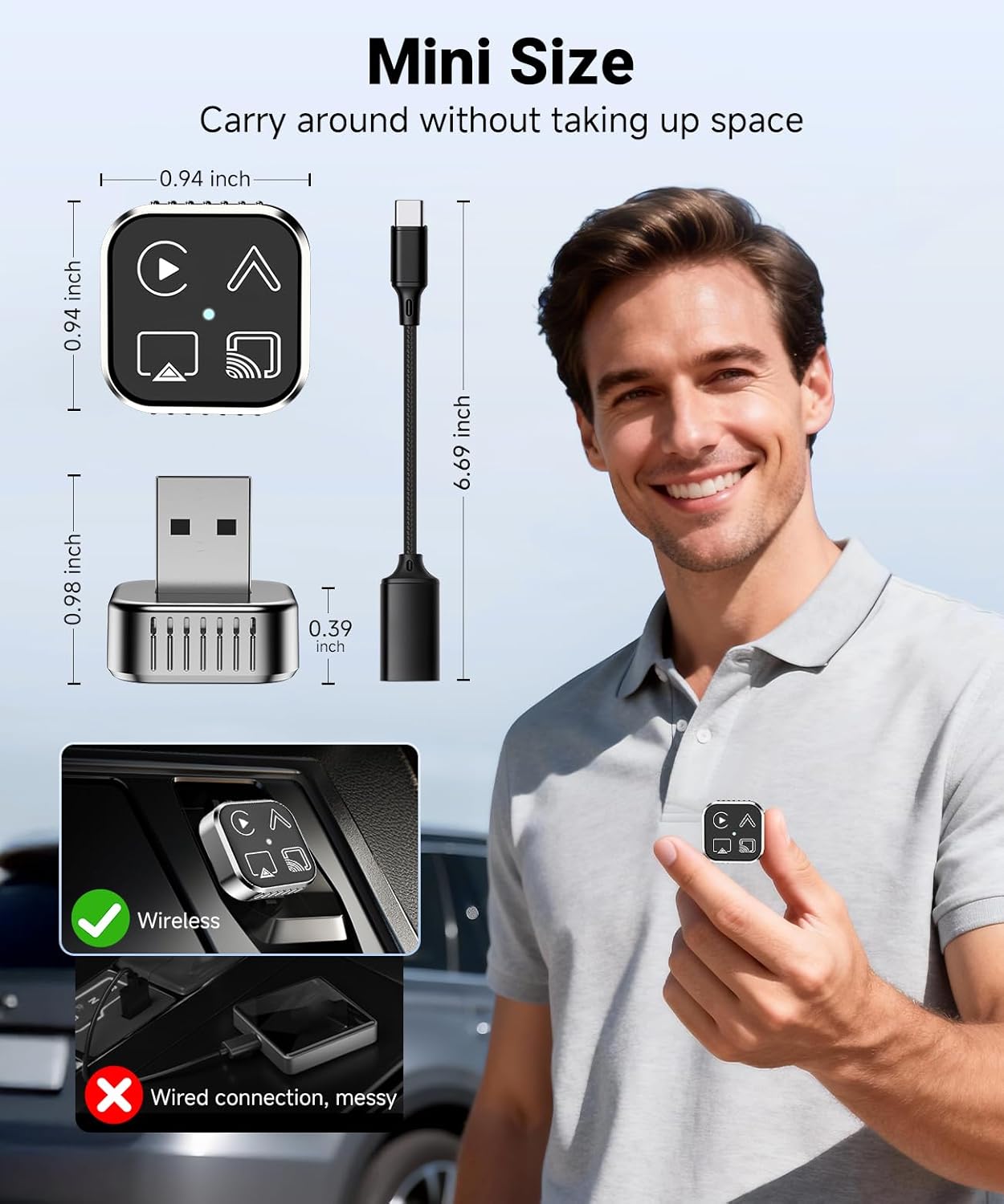 Adaptador CarPlay Inalámbrico 4 en 1 para iPhone y Android 🚗 - Imagen 3
