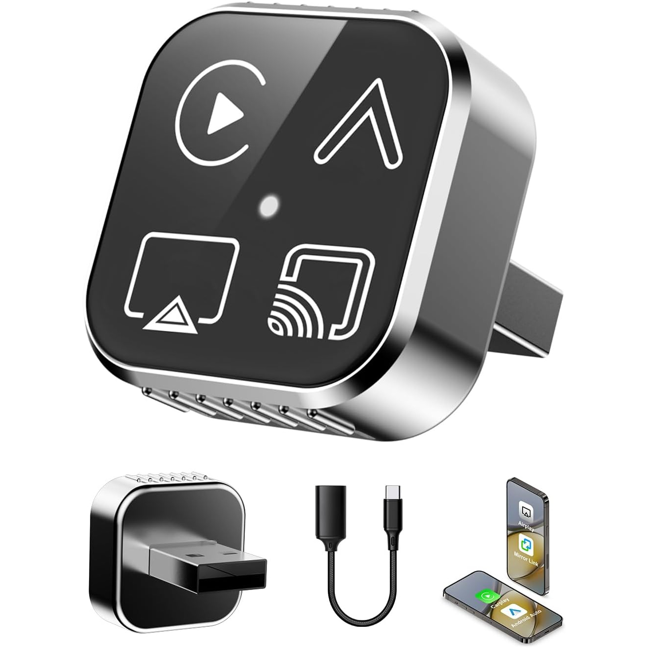 Adaptador CarPlay Inalámbrico 4 en 1 para iPhone y Android 🚗