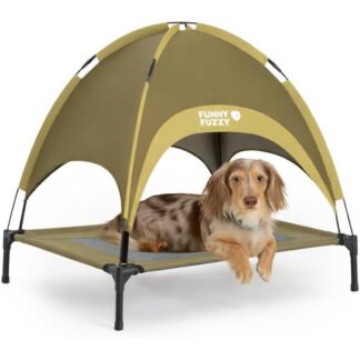 Cama Elevada para Perros con Toldo y Malla Transpirable