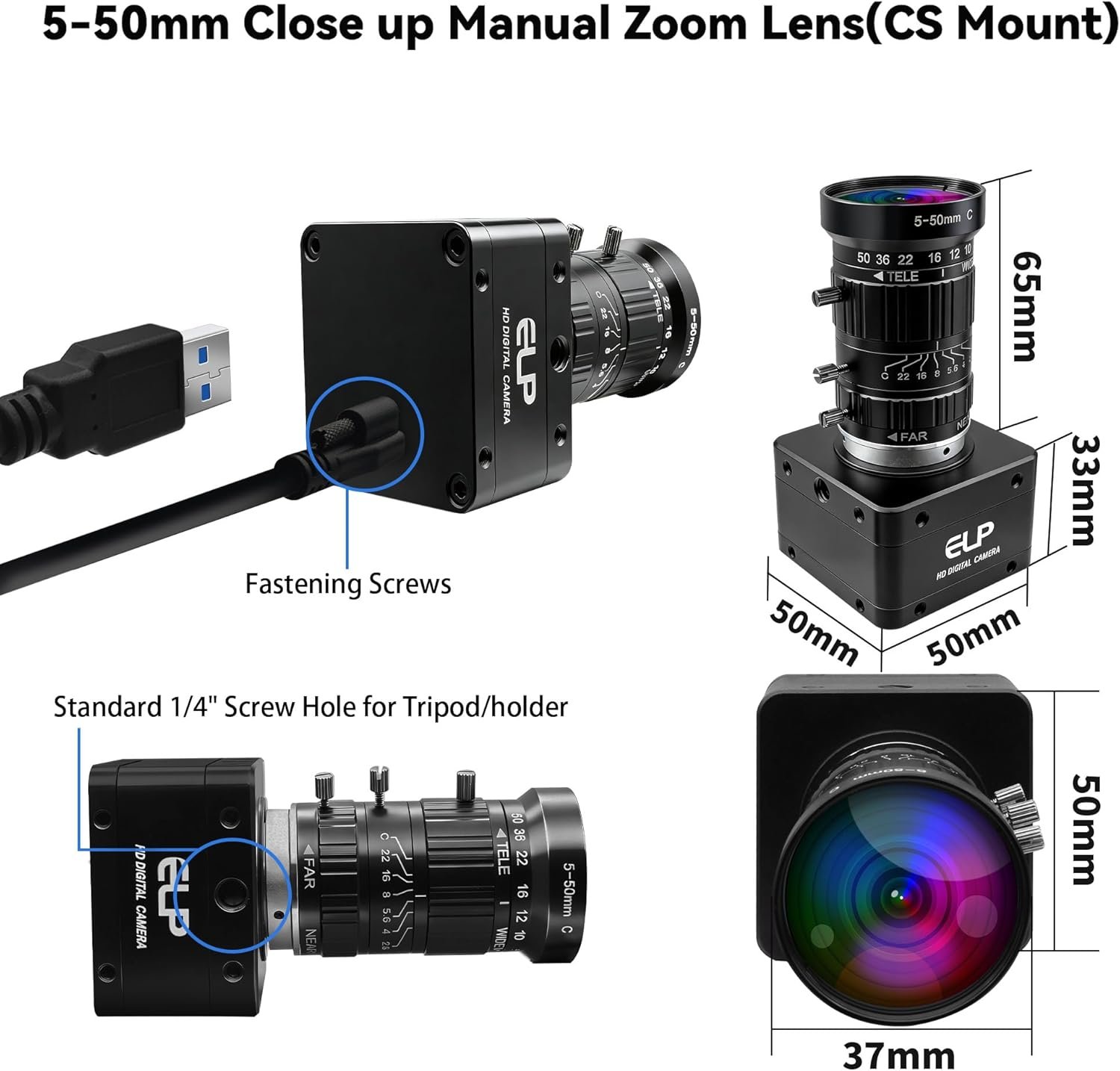 Cámara Industrial 4K UHD 20MP con Lente Varifocal 10X 📷 - Imagen 6