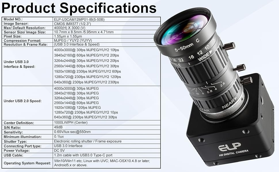 Cámara USB 12MP 4K con Zoom Manual 10X 📷 - Imagen 15