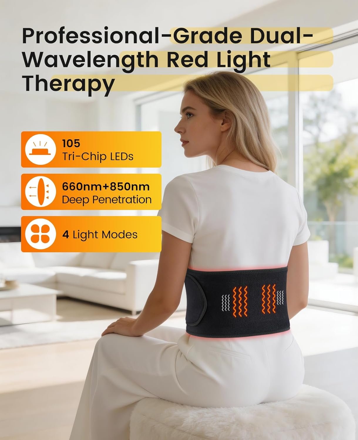 Cinturón de Terapia de Luz Roja Inalámbrico con Motores de Masaje - Imagen 2