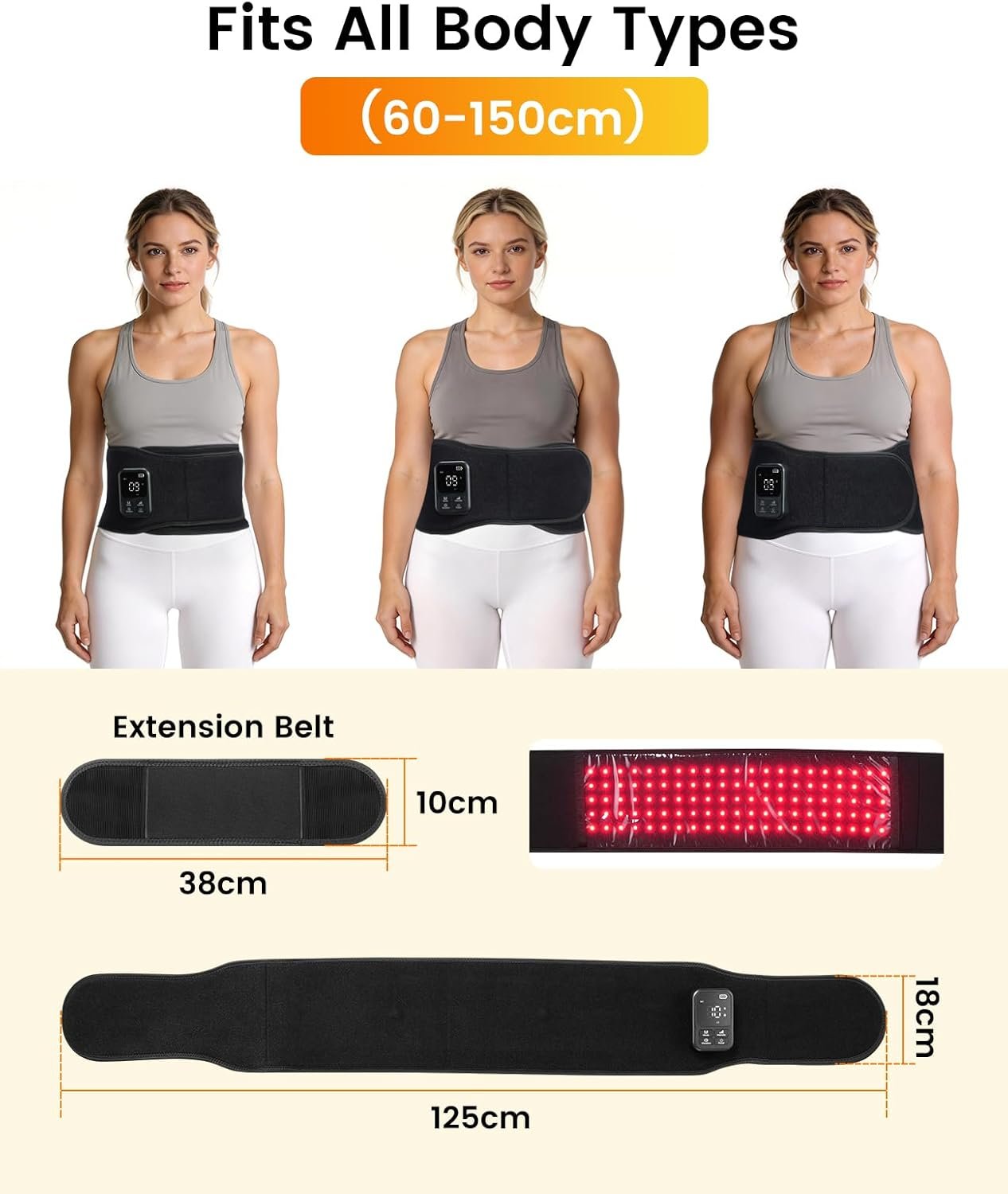 Cinturón de Terapia de Luz Roja Inalámbrico con Motores de Masaje - Imagen 5