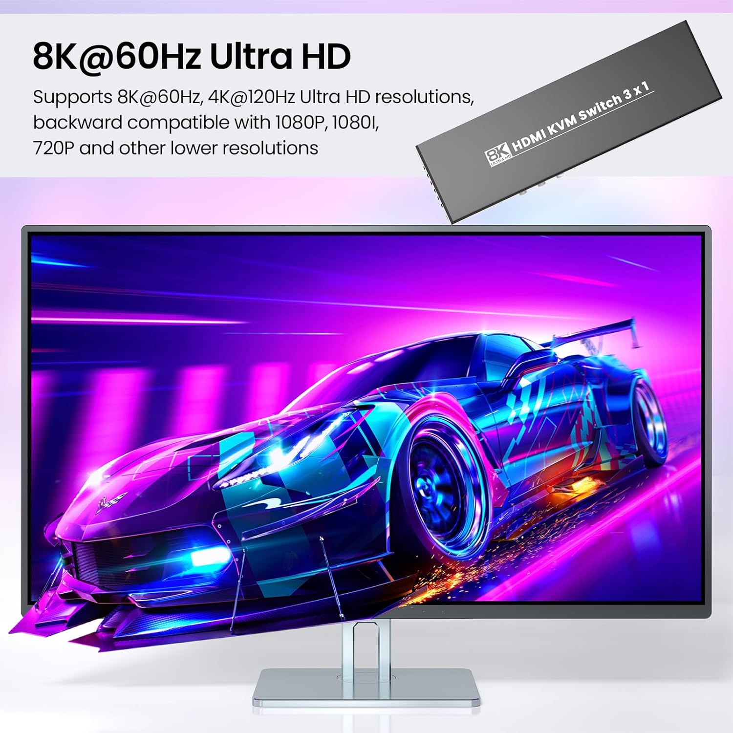 Conmutador KVM HDMI 8K60Hz 4K120Hz para 3 Computadoras - Imagen 3