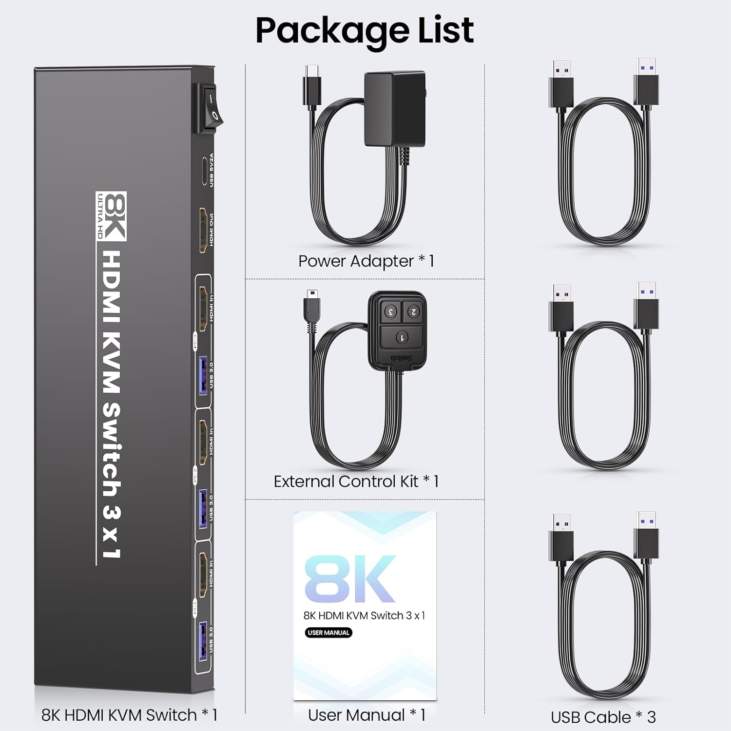 Conmutador KVM HDMI 8K60Hz 4K120Hz para 3 Computadoras - Imagen 7