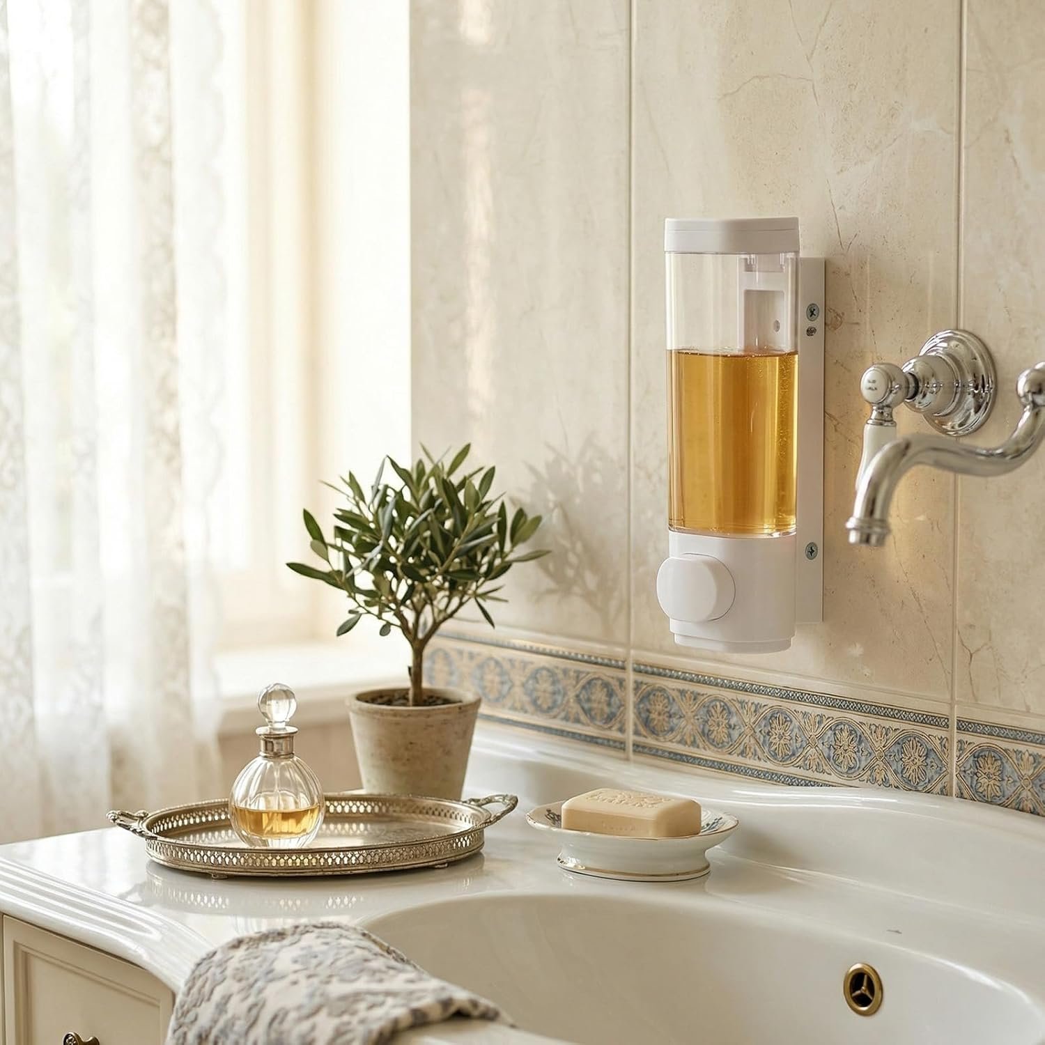 Dispensador de Jabón de Pared 300ml Blanco - Imagen 7