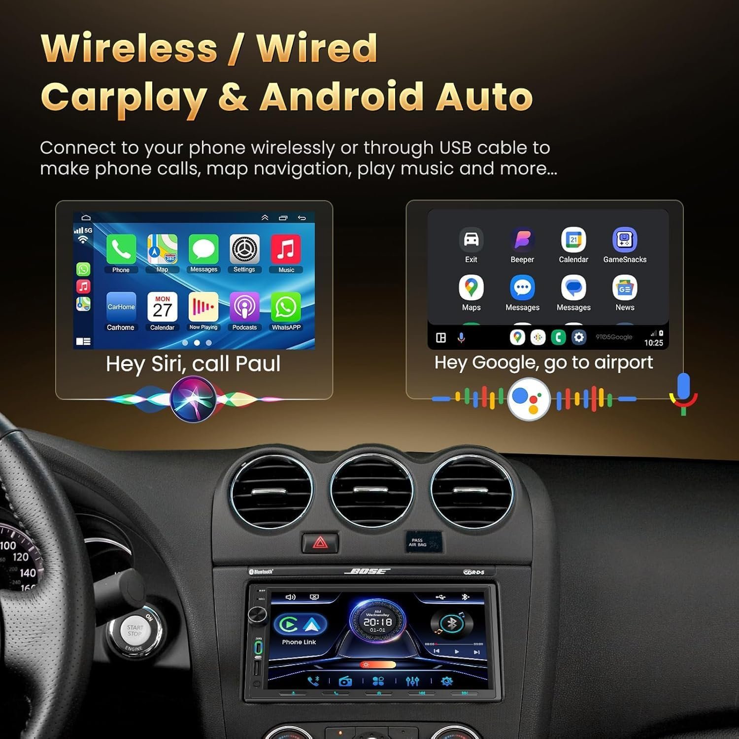 Estéreo de Auto Doble DIN con Carplay y Android Auto 🚗 - Imagen 3