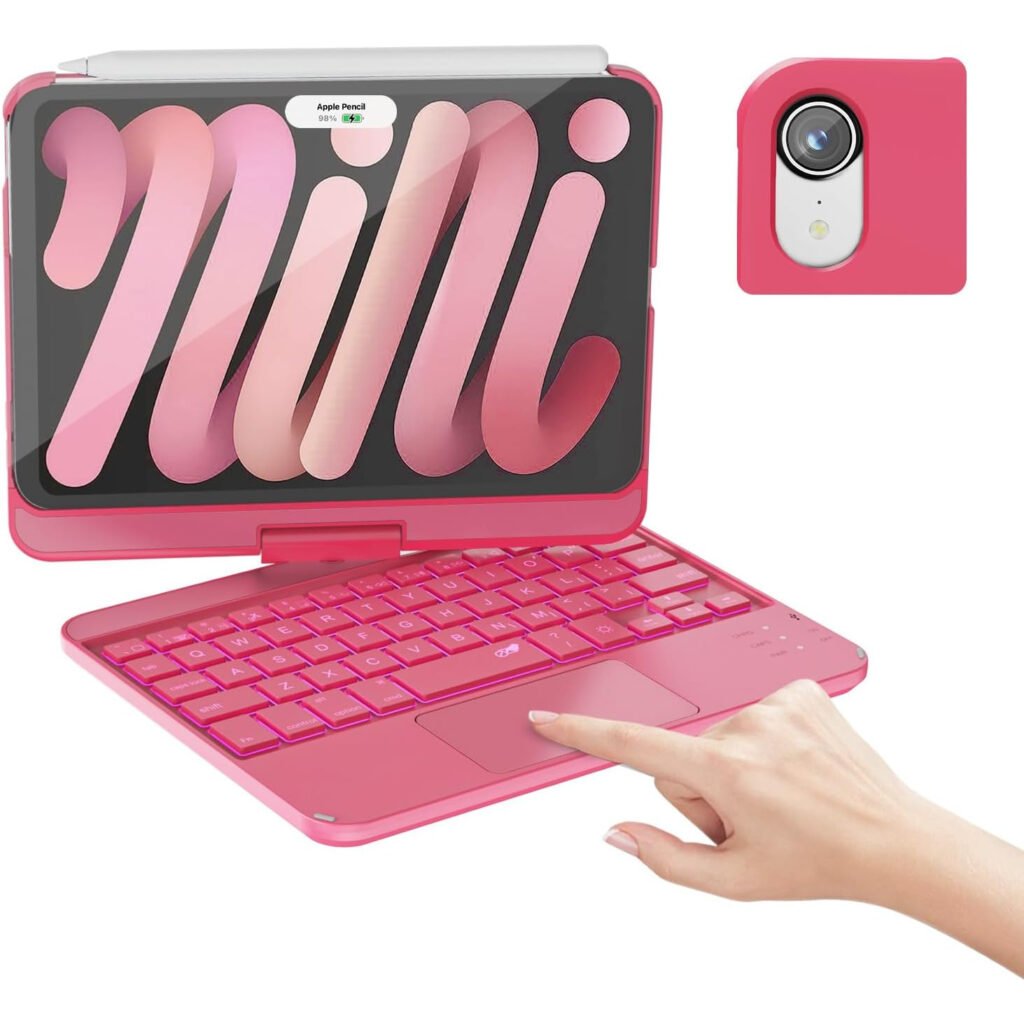 Funda con Teclado para iPad Mini 7 y 6 - Rosa