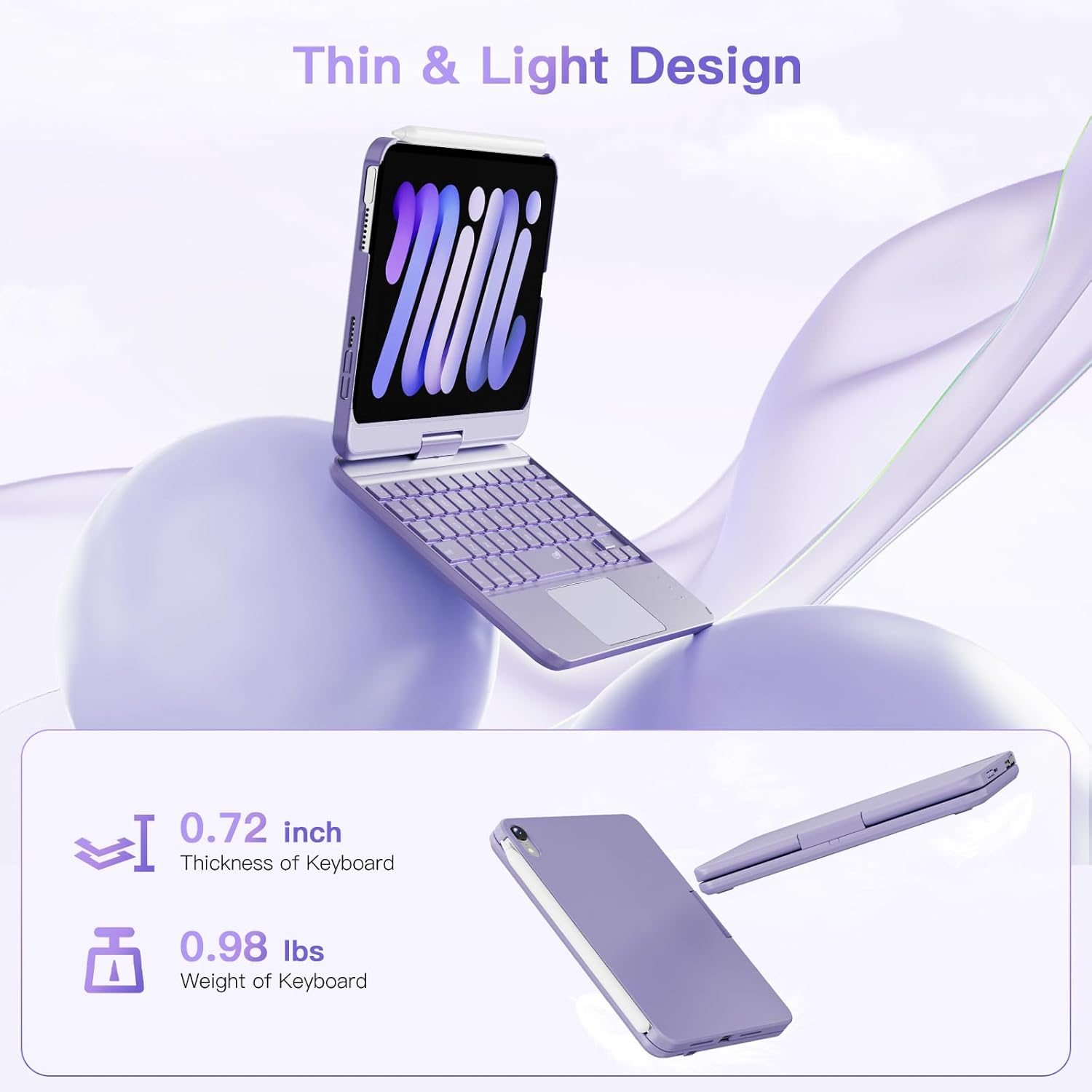Funda Teclado para iPad Mini 7 y 6 - Rotación 360° - Imagen 8