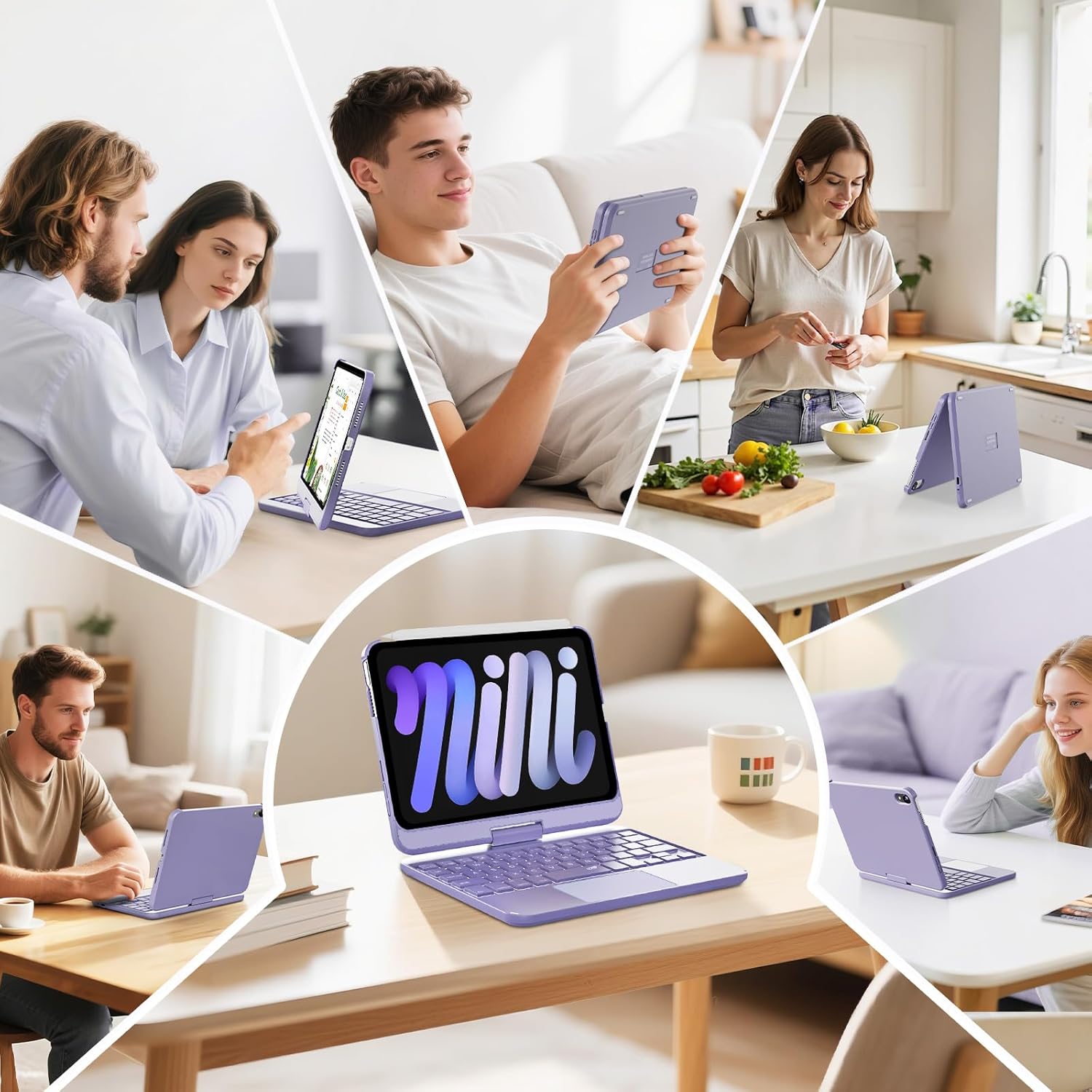 Funda Teclado para iPad Mini 7 y 6 - Rotación 360° - Imagen 9