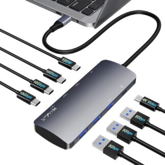 Hub USB C 8 en 1 con Salida de Video 4K@60Hz y Carga Rápida 100W ⚡