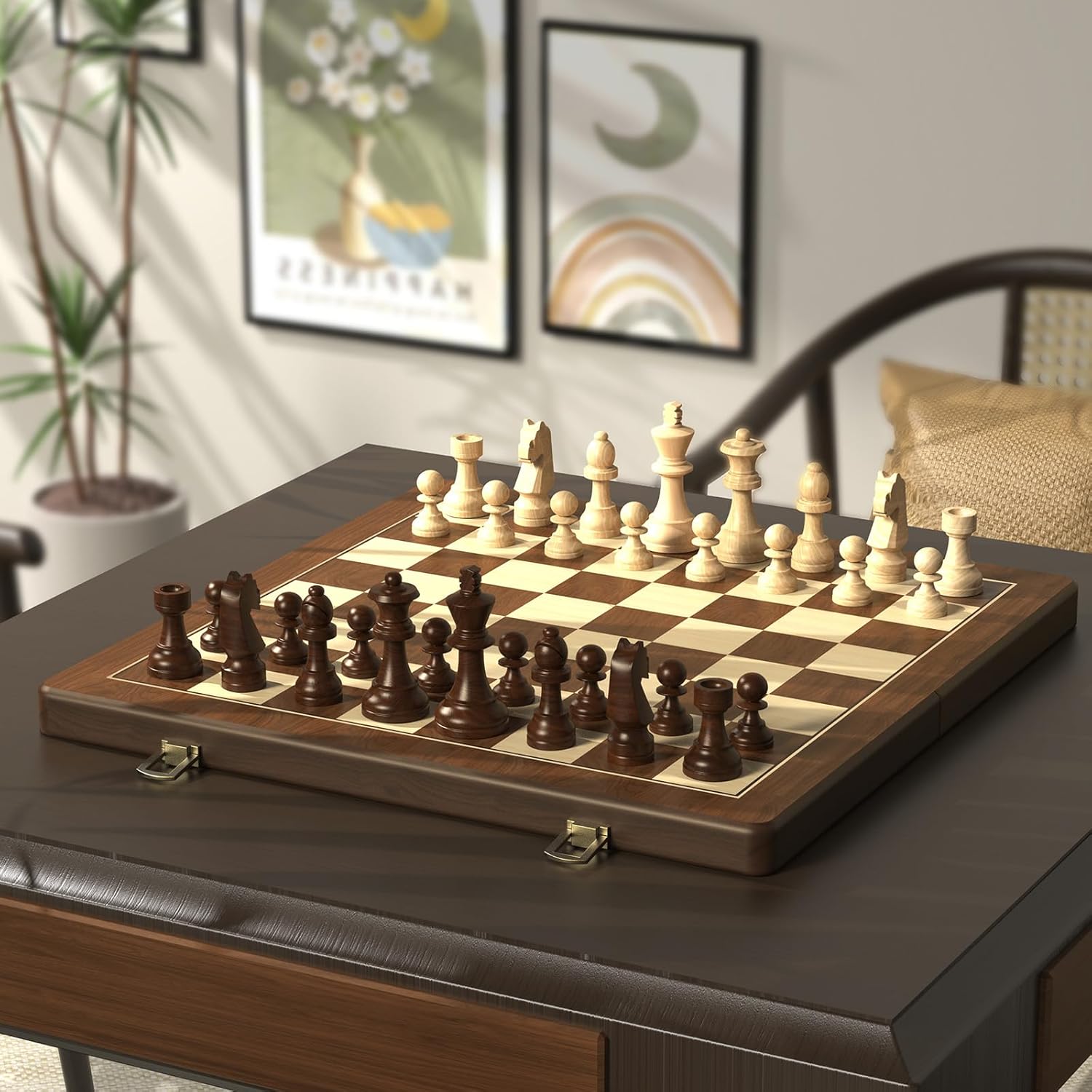 Juego de Ajedrez y Damas de Madera 2 en 1 🌟 - Imagen 2