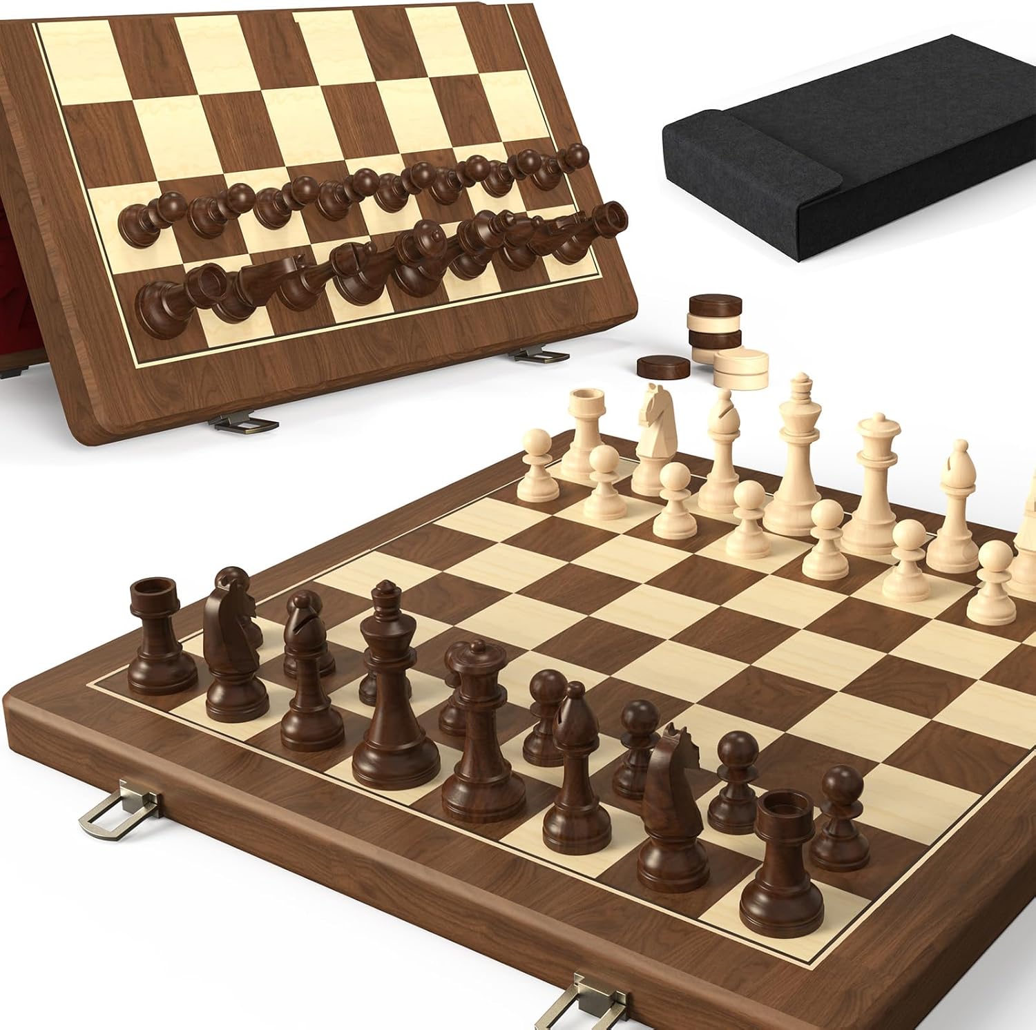 Juego de Ajedrez y Damas de Madera 2 en 1 🌟 - Imagen 4