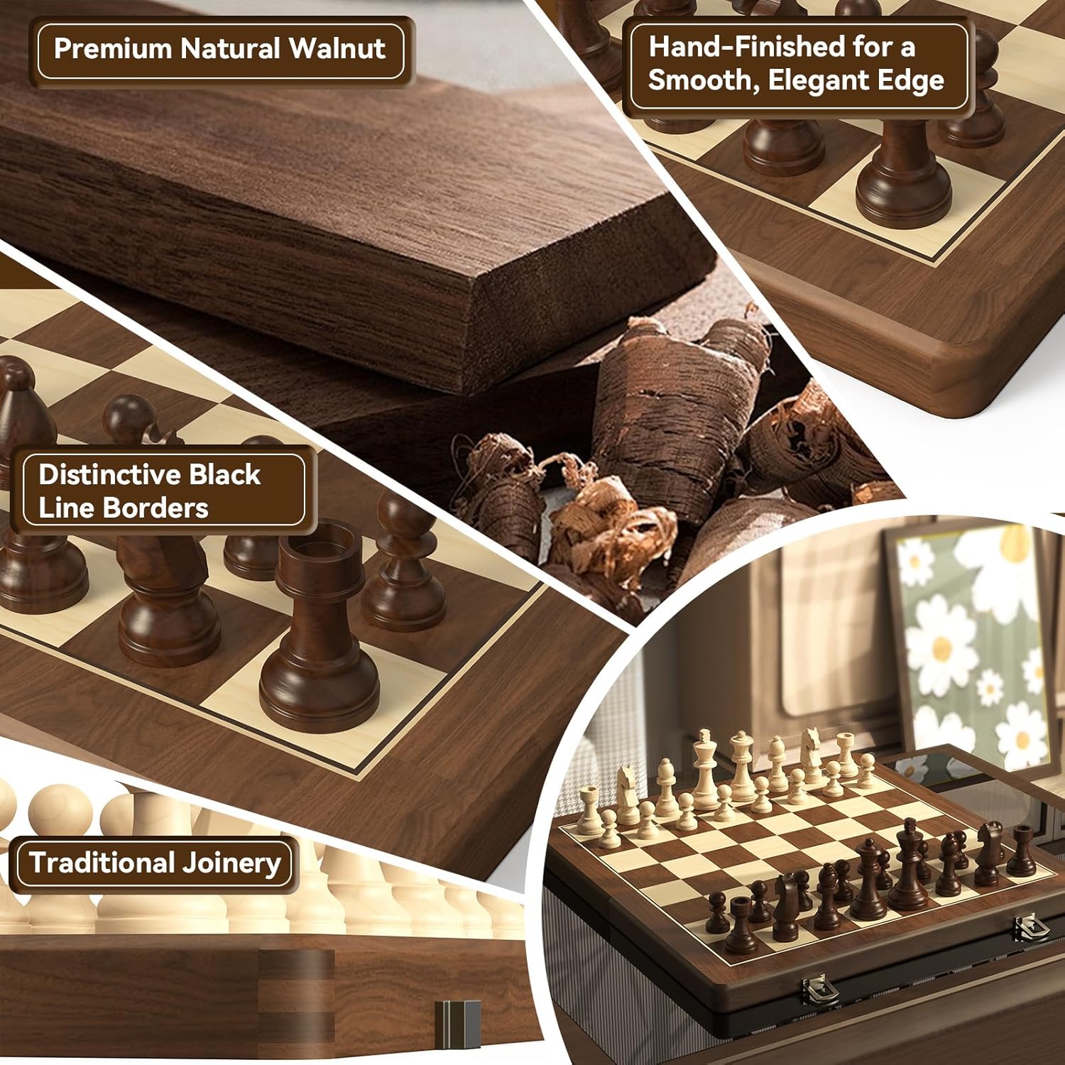 Juego de Ajedrez y Damas de Madera 2 en 1 🌟 - Imagen 7