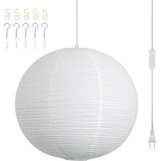 Lámpara Colgante de Papel de Arroz 23.6in con Cable de 19.7FT