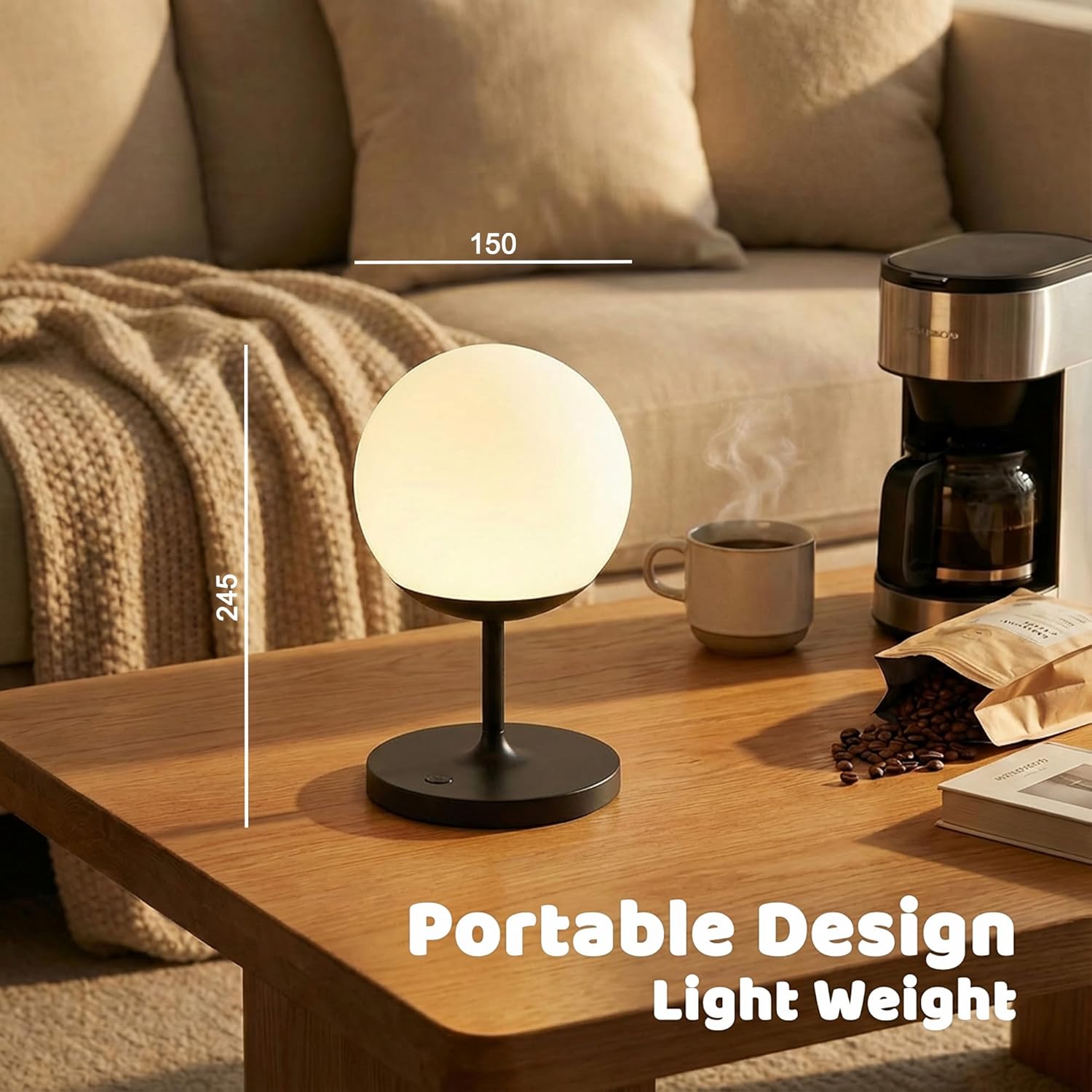 Lámpara de Mesa Inalámbrica con Pantalla de Globo 🌟 - Imagen 2