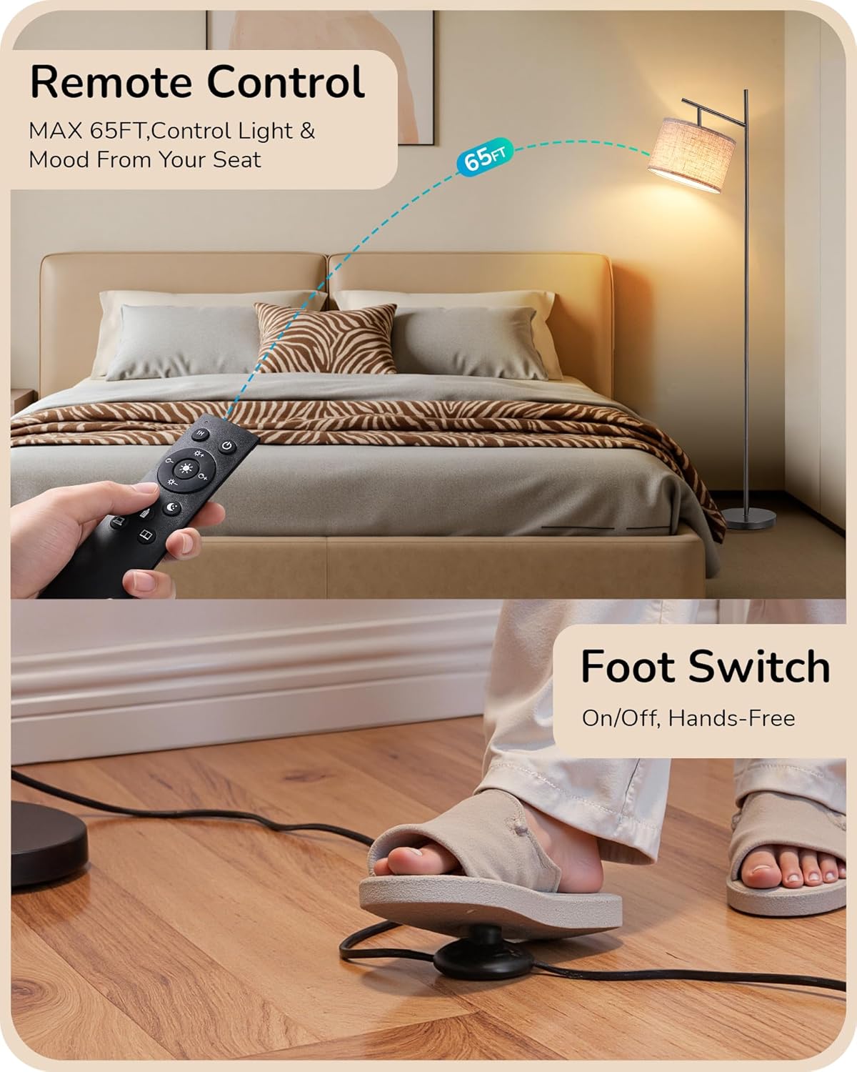 Lámpara de Pie Moderna con Control Remoto y Pedal - Imagen 3
