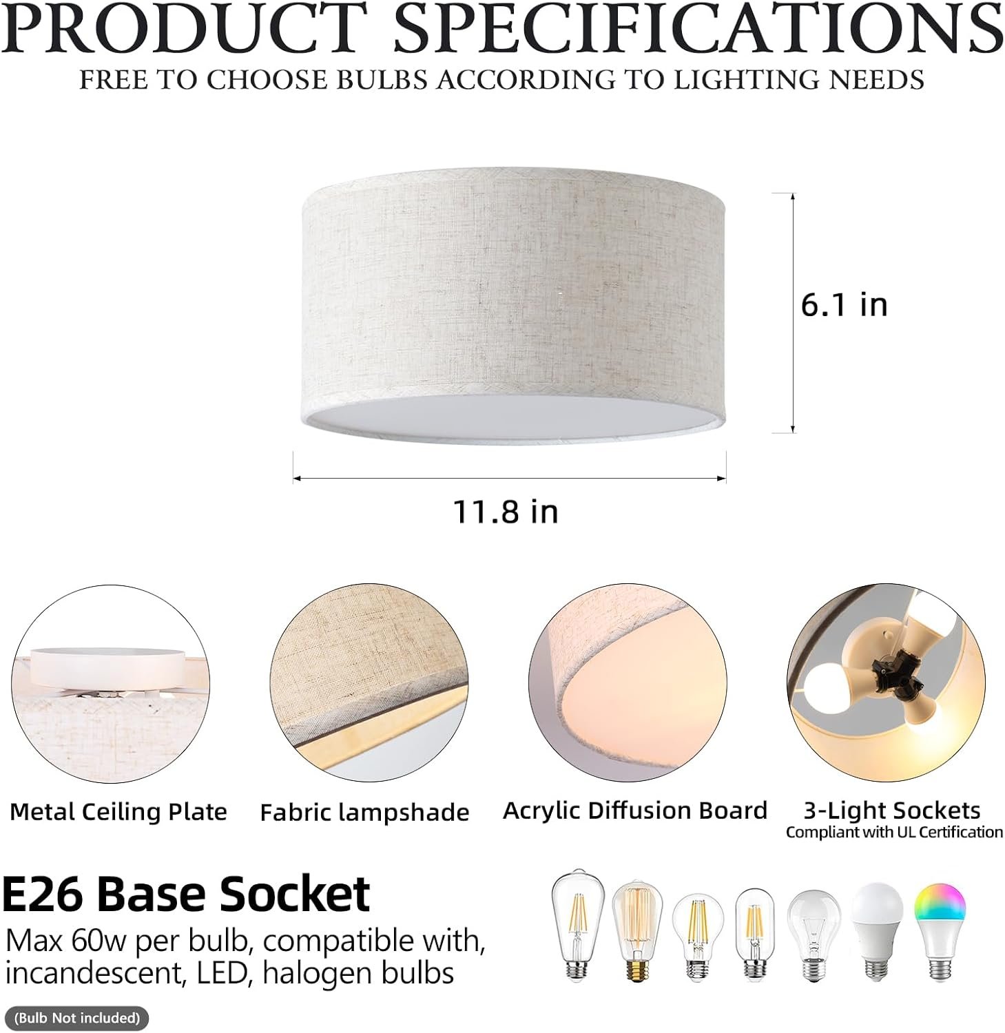 Lámpara de Techo Empotrada de 30 cm, Estilo Moderno - Imagen 6
