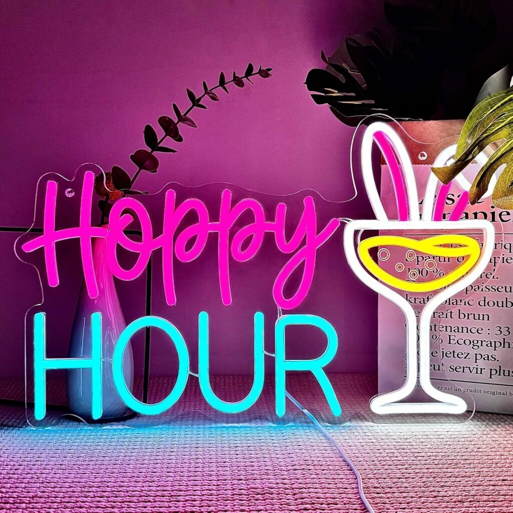 Letrero de Neón Hoppy Hour para Decoración de Pared