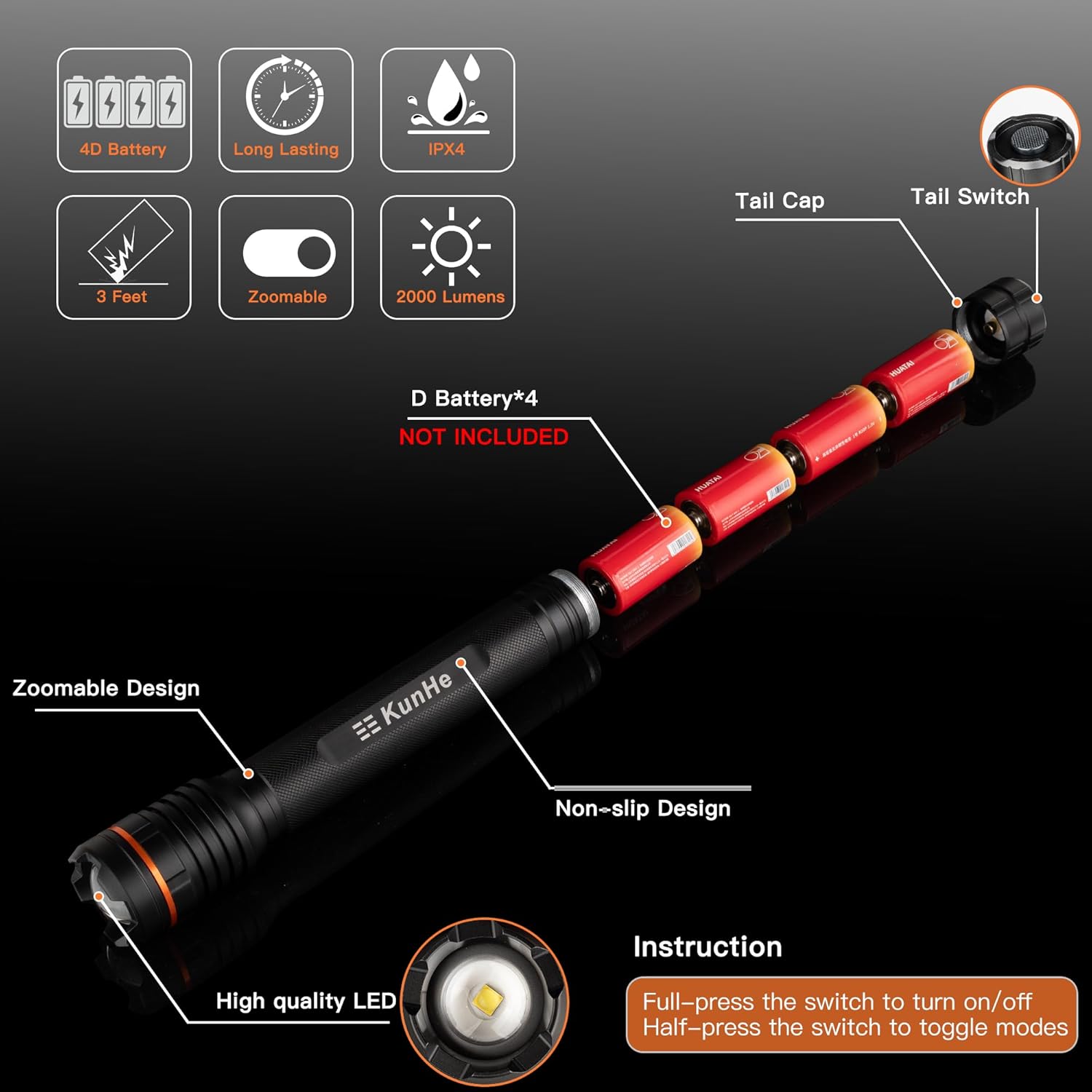 Linterna LED de Alta Potencia para Emergencias - Imagen 6