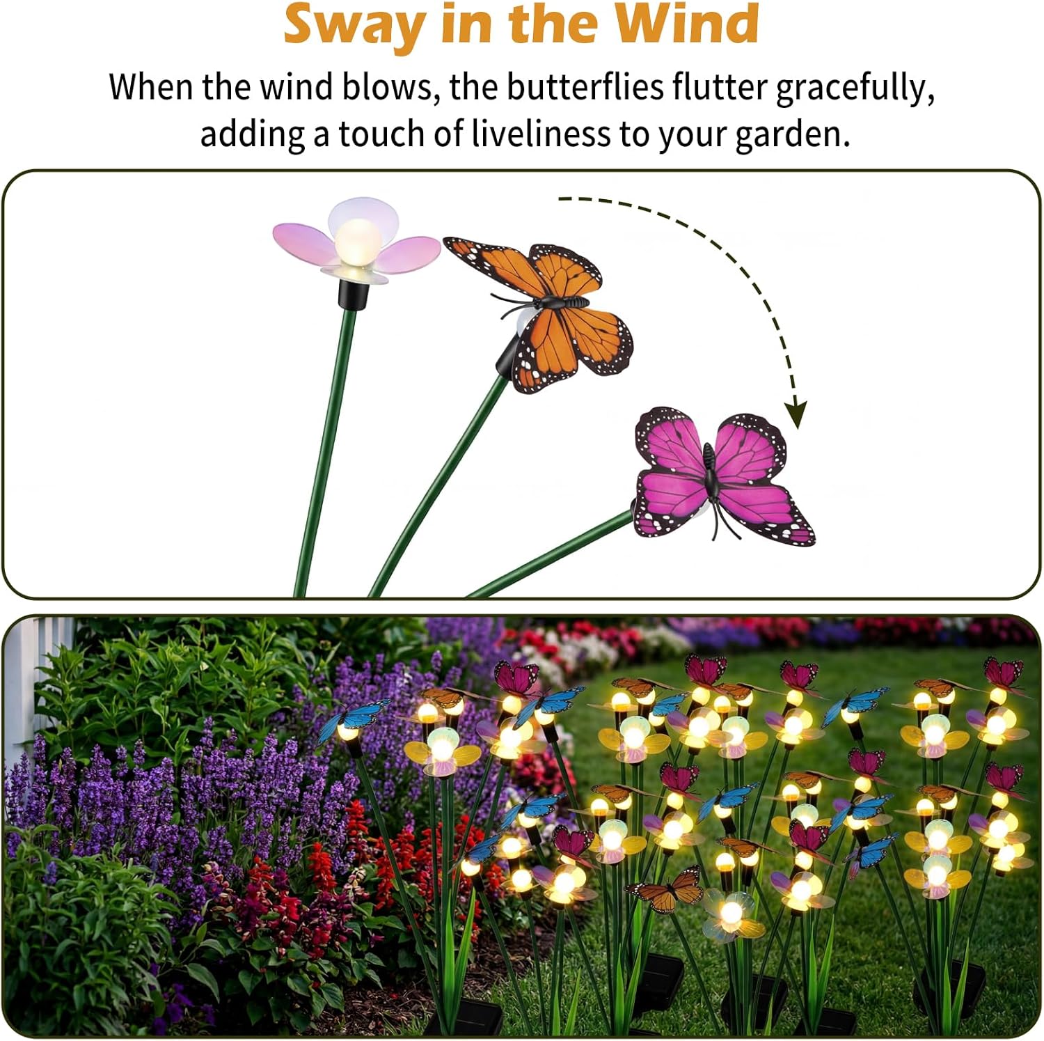 Luces Solares de Jardín con Mariposas y Flores 🌸 - Imagen 5
