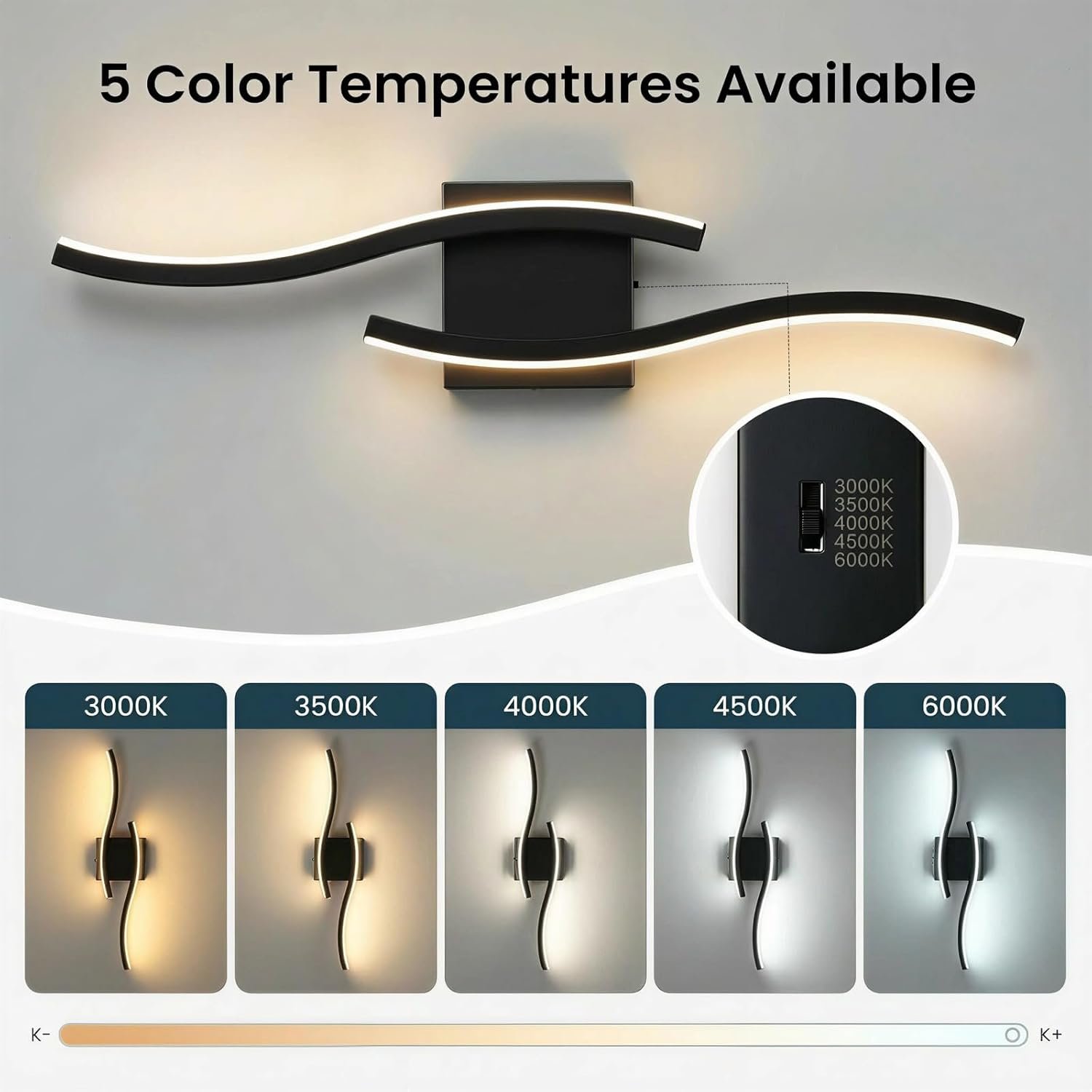 Luz de Tocador LED para Baño 23.6 pulgadas - Negro - Imagen 3