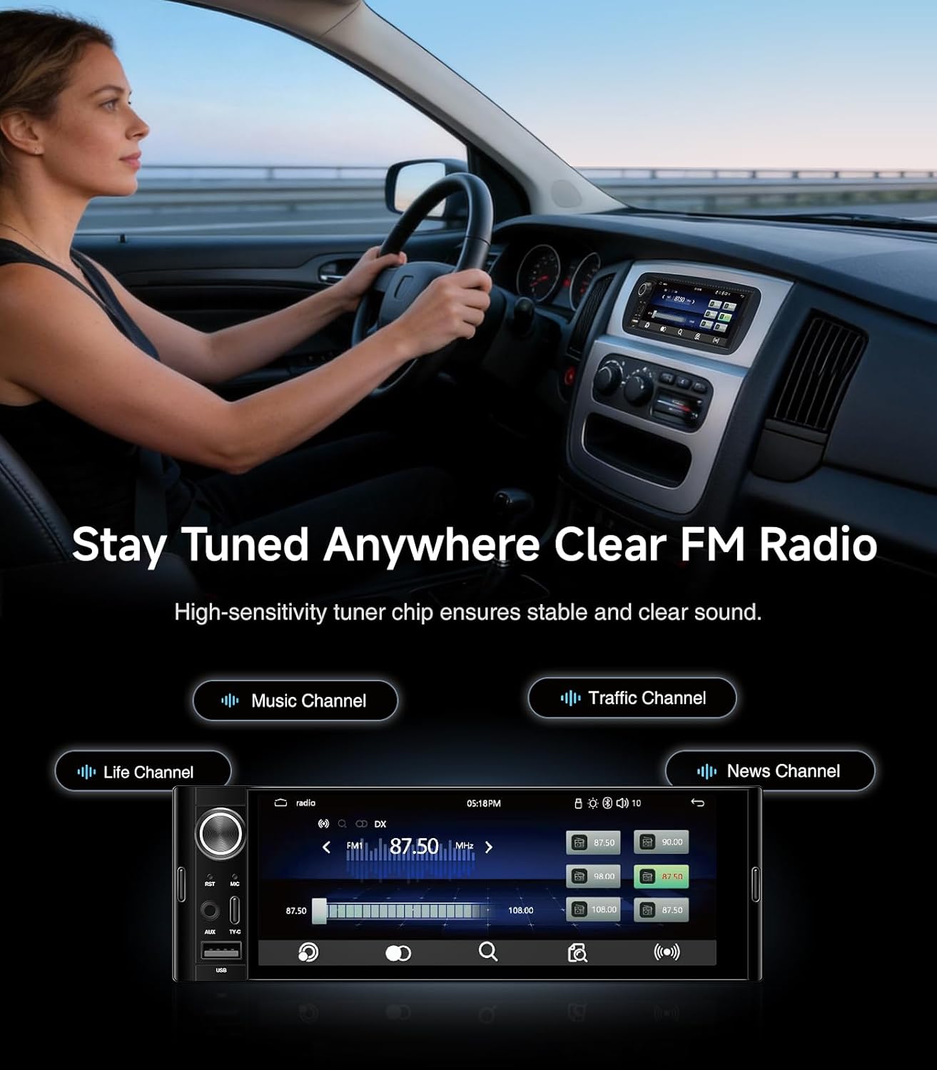 Radio de Coche DIN Único 6.36 pulgadas con CarPlay Inalámbrico - Imagen 3