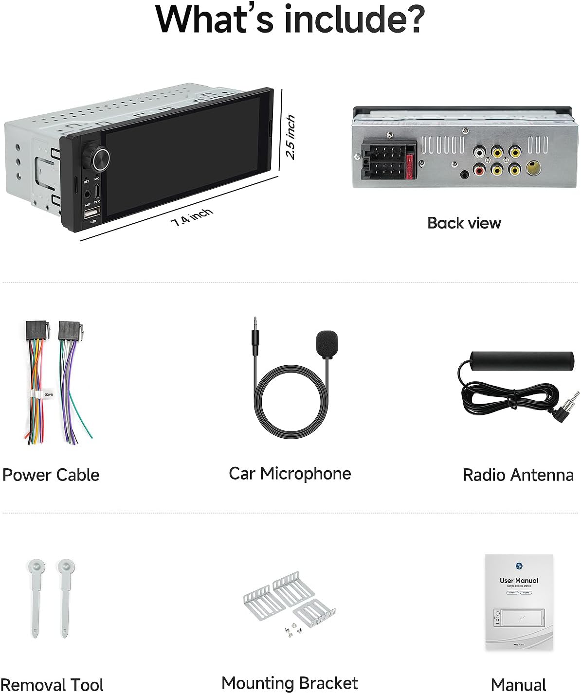 Radio de Coche DIN Único 6.36 pulgadas con CarPlay Inalámbrico - Imagen 8