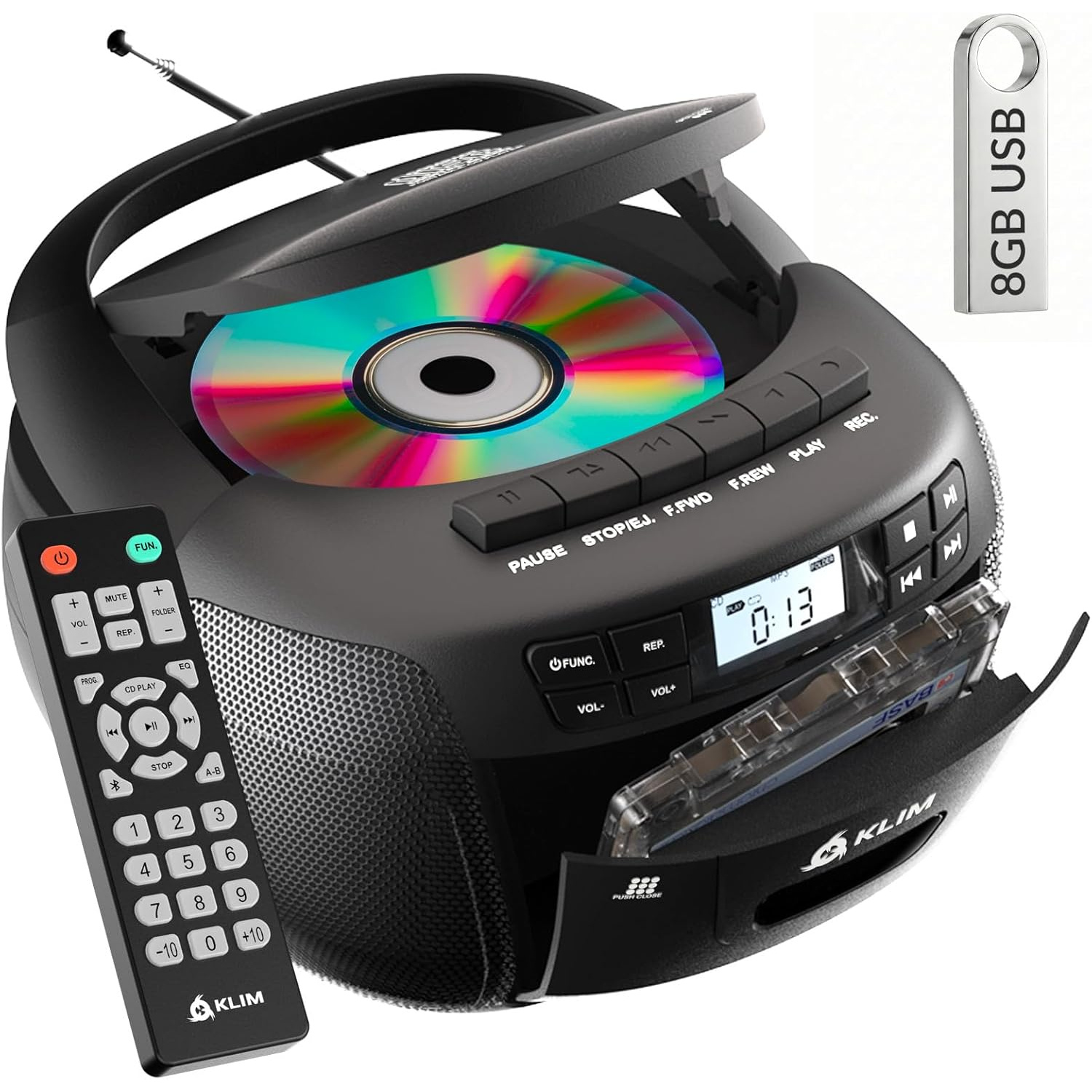 Reproductor de CD y Casete KLIM con Bluetooth y Radio AM/FM 🎶