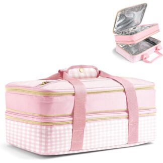 Transportador de Cazuelas Aislado Doble Decker - Rosa Gingham 🌸