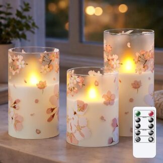 Velas LED sin Llama con Diseño de Flores de Cerezo