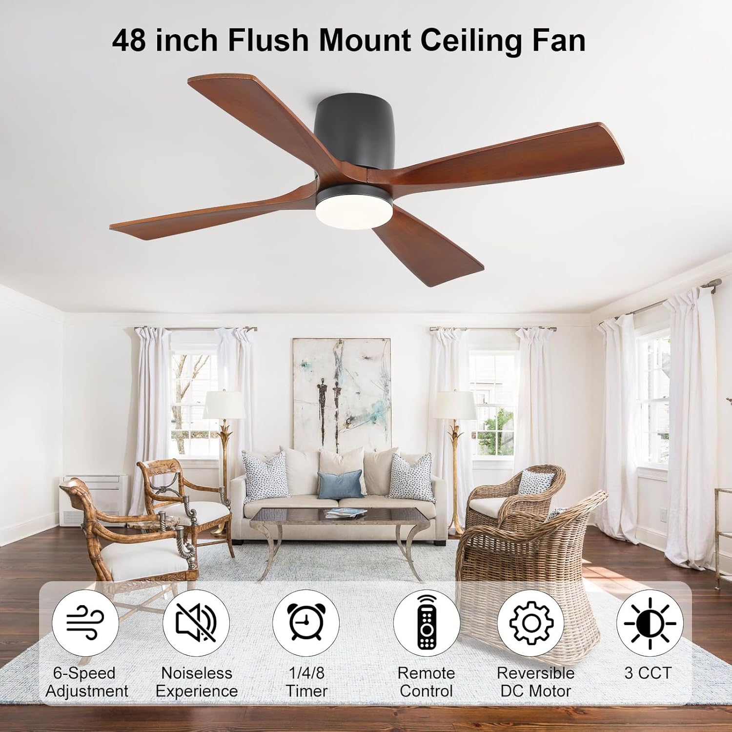 Ventilador de Techo 48 pulgadas con Luz y Control Remoto 🌬️ - Imagen 3