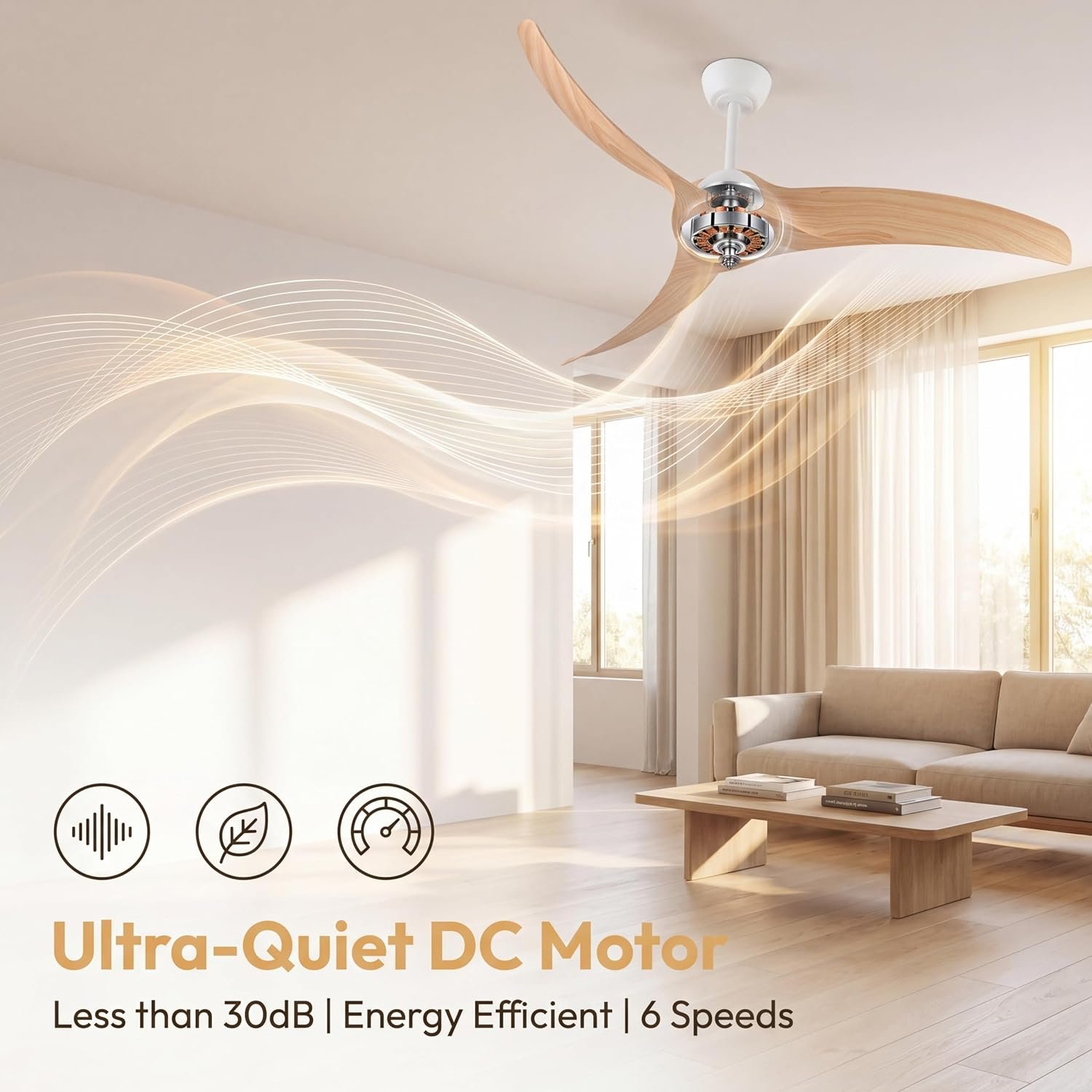 Ventilador de Techo de 52 pulgadas con Luz y Control Remoto 🌬️💡 - Imagen 3
