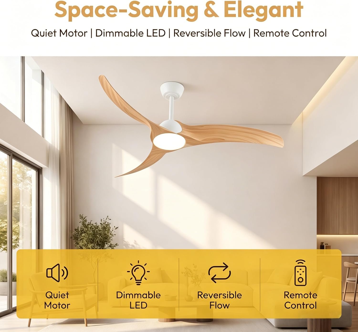 Ventilador de Techo de 52 pulgadas con Luz y Control Remoto 🌬️💡 - Imagen 6